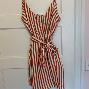 Red and white cross tie dress